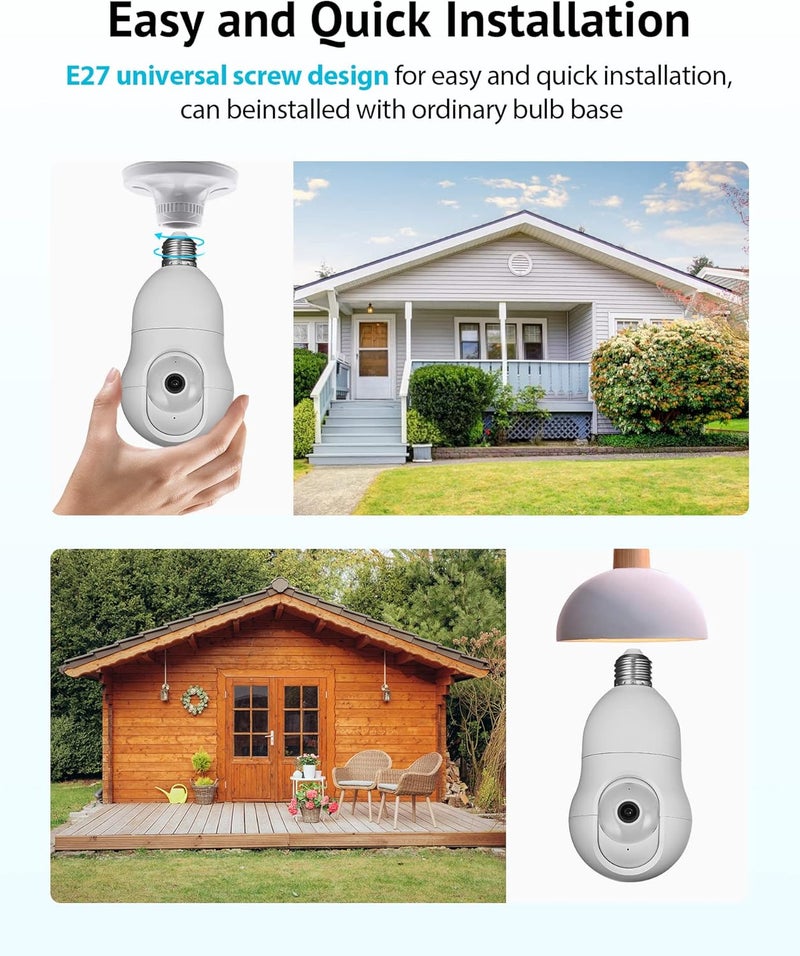 LaView 4MP Bulb Security Camera 5G& 2.4GHz WiFi, 360°2K Security Cameras Wireless Outdoor Indoor Full Color Day and Night, Motion Detection, Audible Alarm, Easy Installation, Compatible with Alexa - Image 3